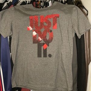 Nike grey with red writing shirt